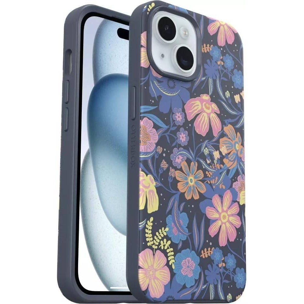 OtterBox Symmetry Series iPhone 16 Case Midnight Garden Floral Blue Pink